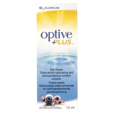 Front of Optive Plus Eye Drops 10 ml box by Allergan