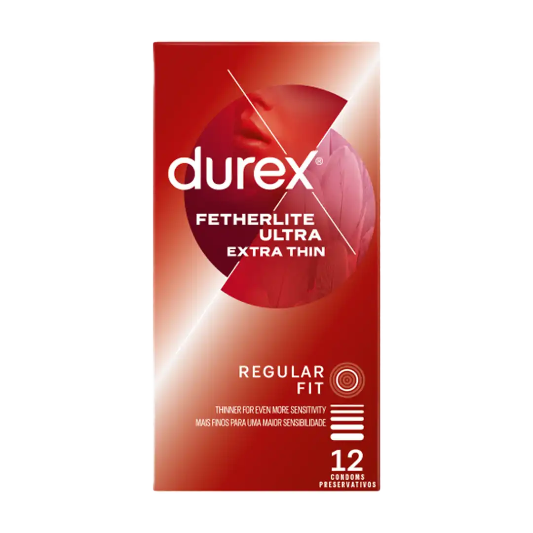 Front of Durex Fetherlite Ultra Extra Thin Condoms, 12 pack