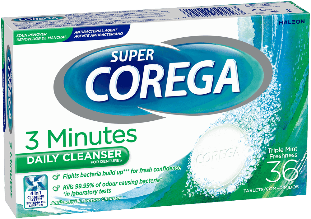 Super Corega 3 Minutes Daily Denture Cleanser Tablets 36pk