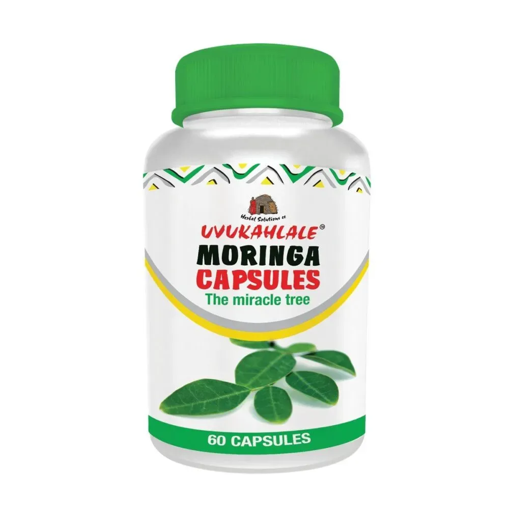 Front of Uvukahlale Moringa Capsules 60 capsules bottle