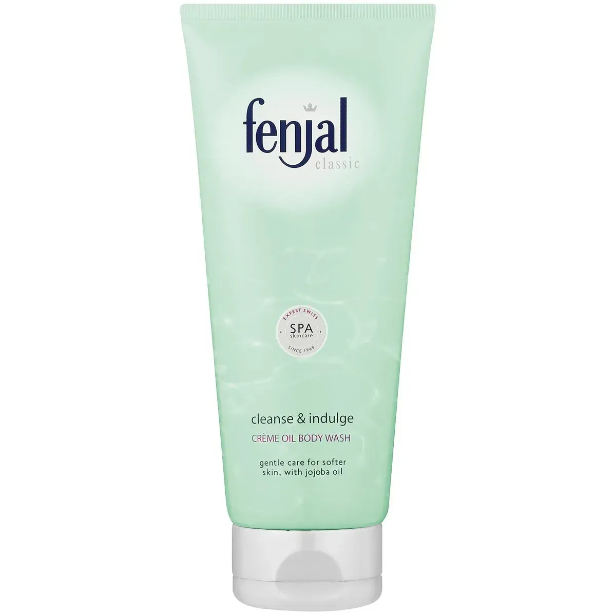 Front of Fenjal Classic Crème Oil Body Wash tube on white background