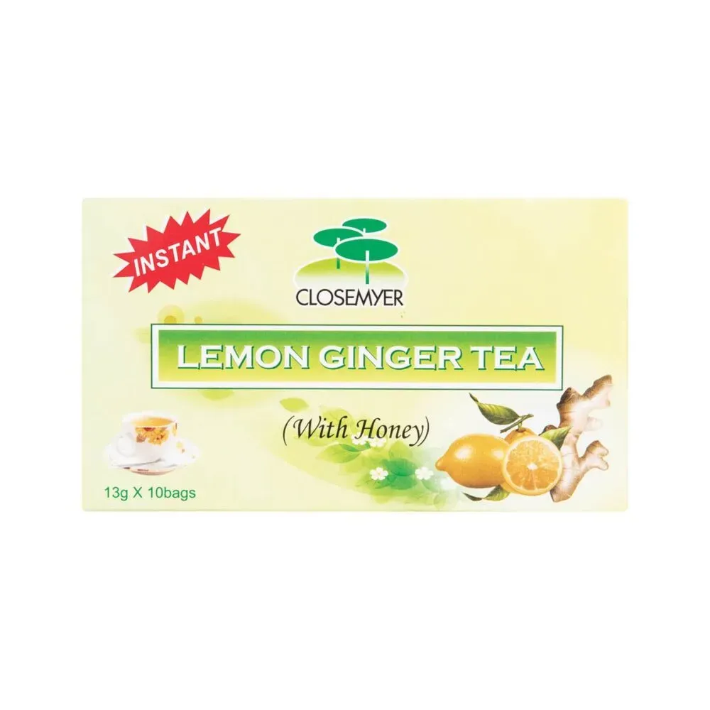 Front of Closemyer Lemon Ginger Tea with Honey, 10 x 13g bags