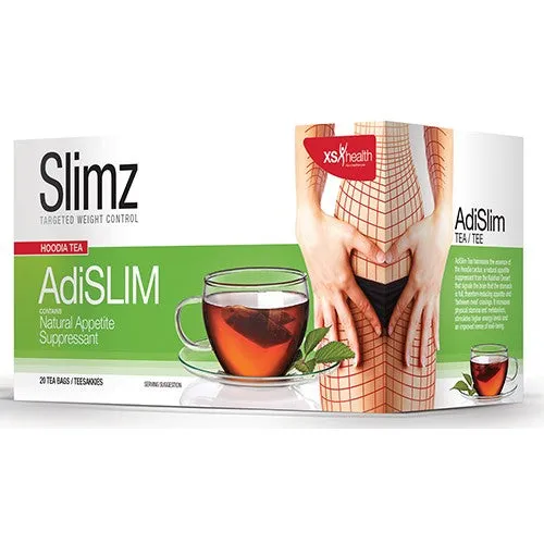 Front of Slimz AdiSlim Hoodia Tea box, 20 tea bags