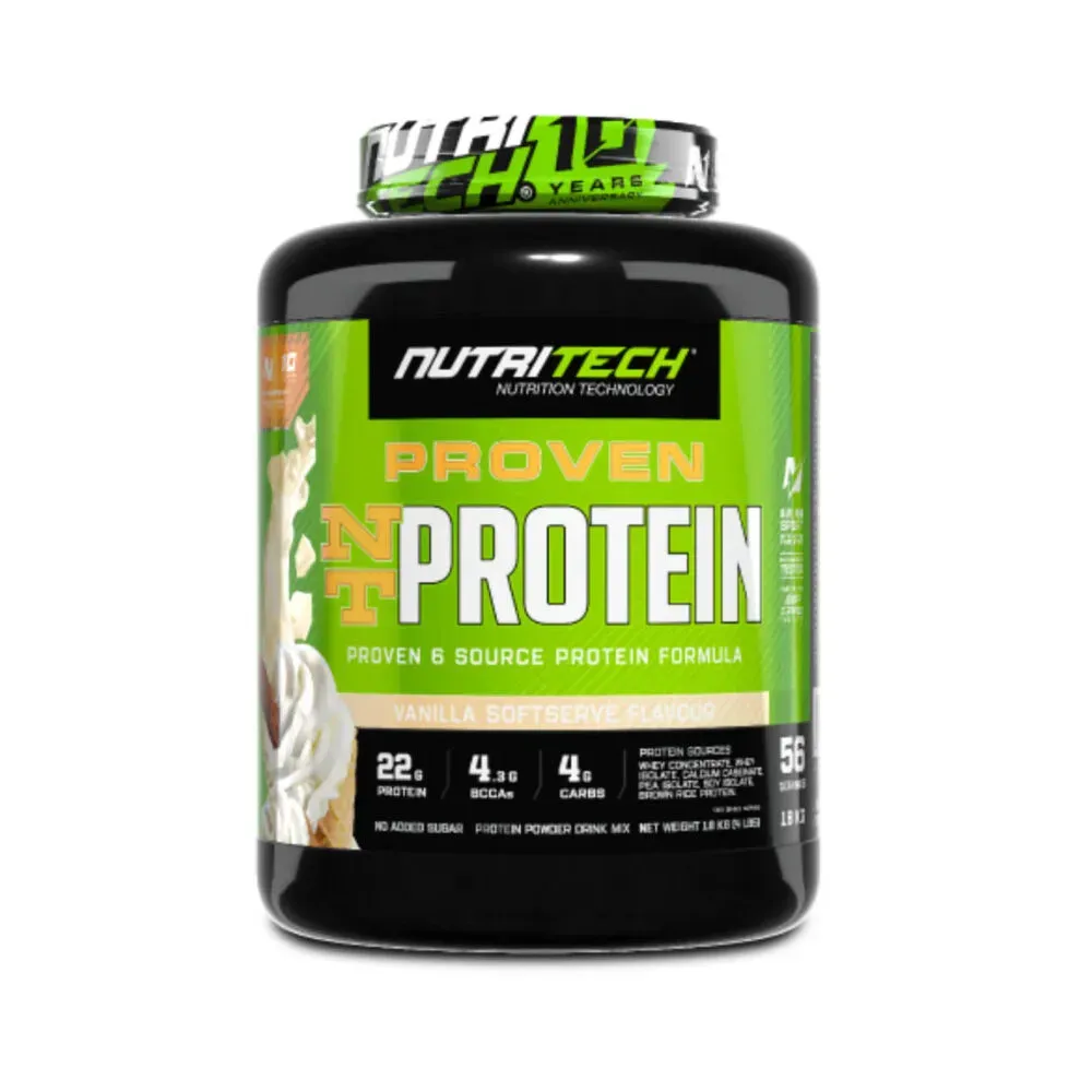 Front of Nutritech Proven NT Protein Vanilla 1.8 kg tub