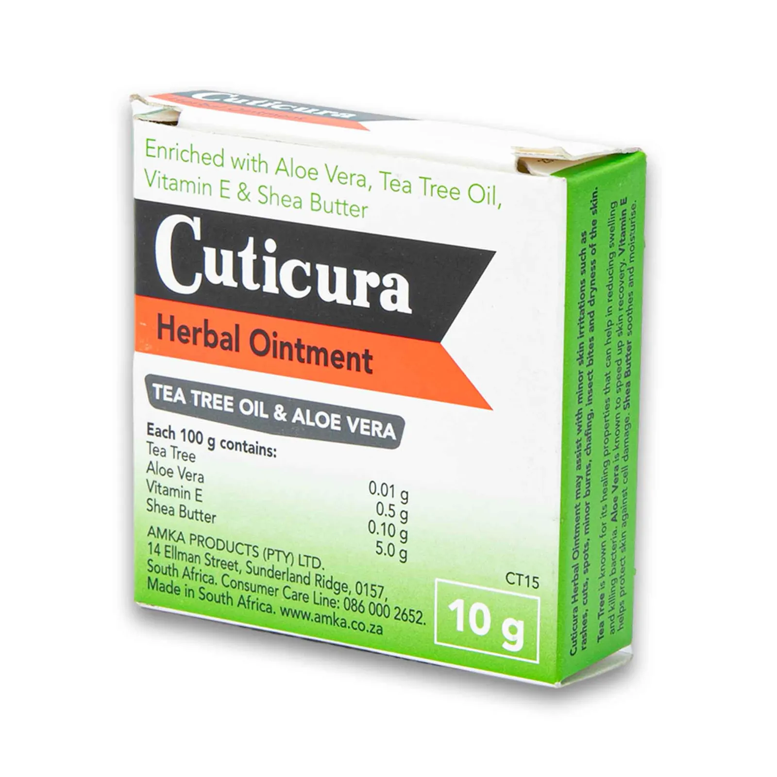 Front of Cuticura Herbal Ointment with Tea Tree Oil & Aloe Vera, 10g box