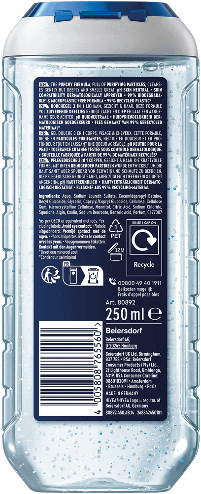 Nivea MEN Pure Impact 3-in-1 Shower Gel 250ml