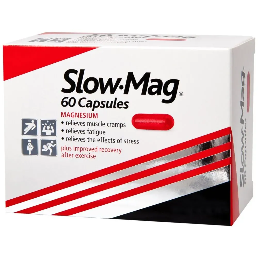 Angled view of Slow-Mag Magnesium 60 Capsules box