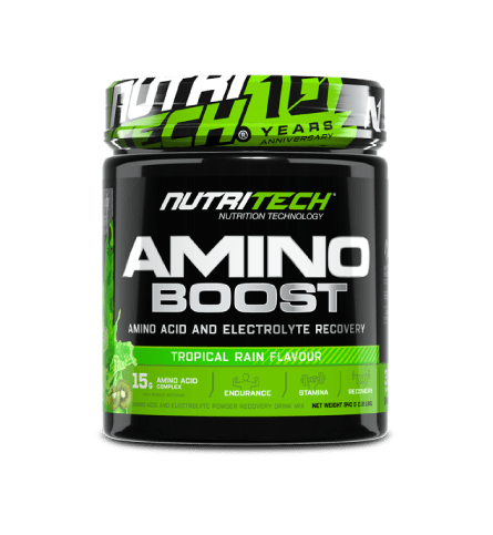 Front of Nutritech Amino Boost Tropical Rain 540g tub