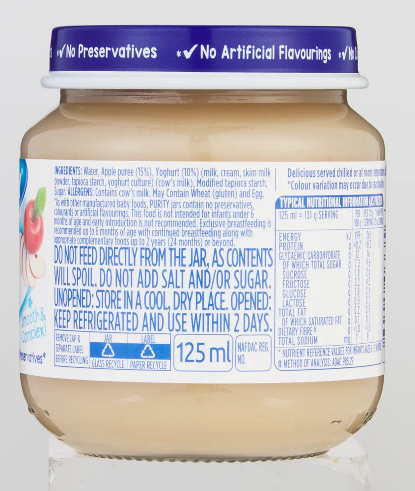 Purity From 7 Months Apple & Yoghurt Yogi 125ml