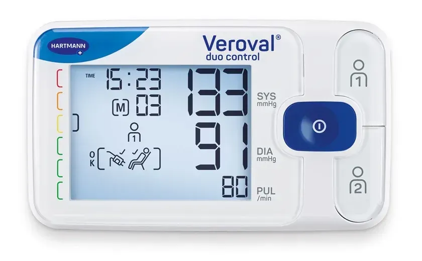 Front view of Veroval Duo Control Upper Arm Blood Pressure Monitor device