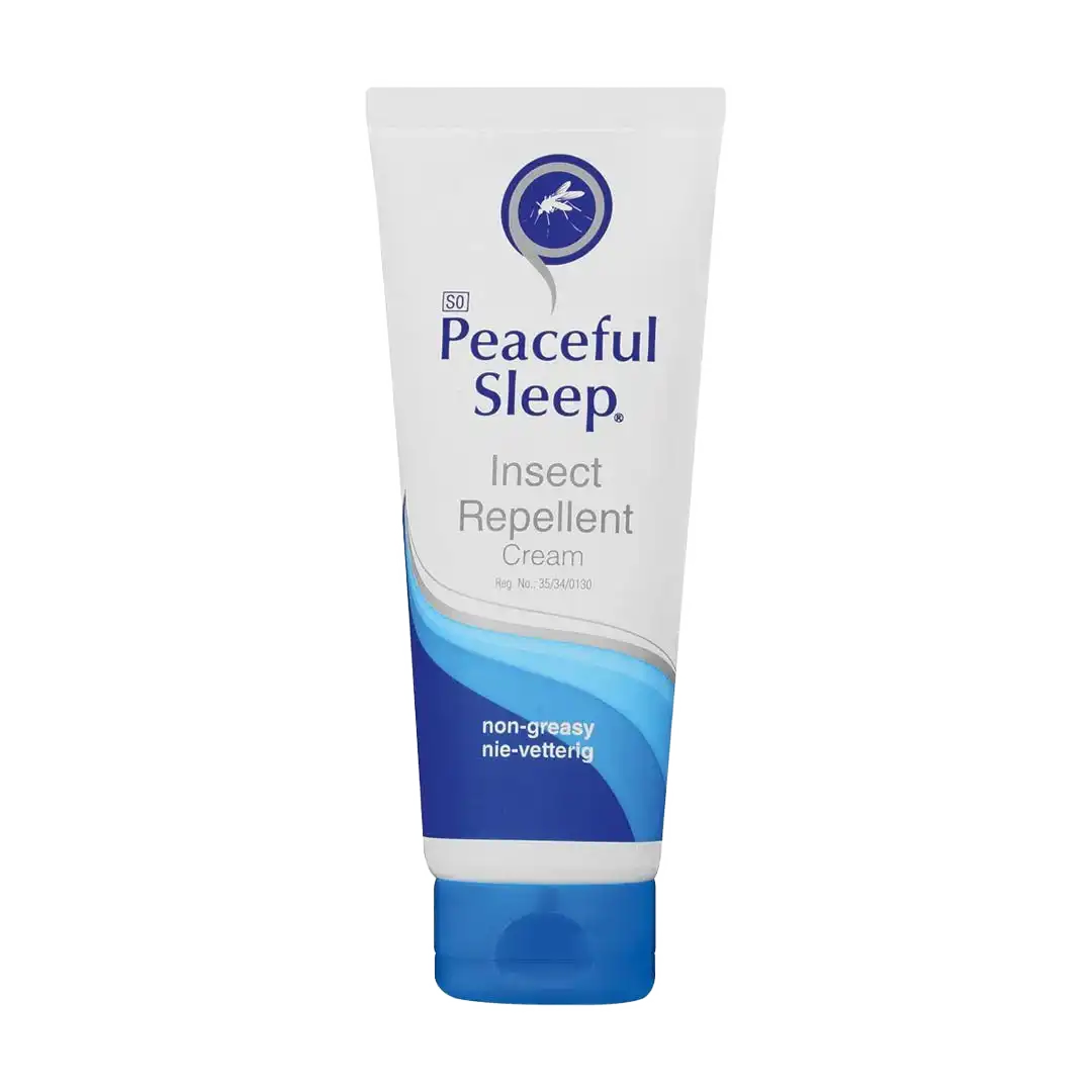 Front of Peaceful Sleep Insect Repellent Cream 100 ml tube on white background