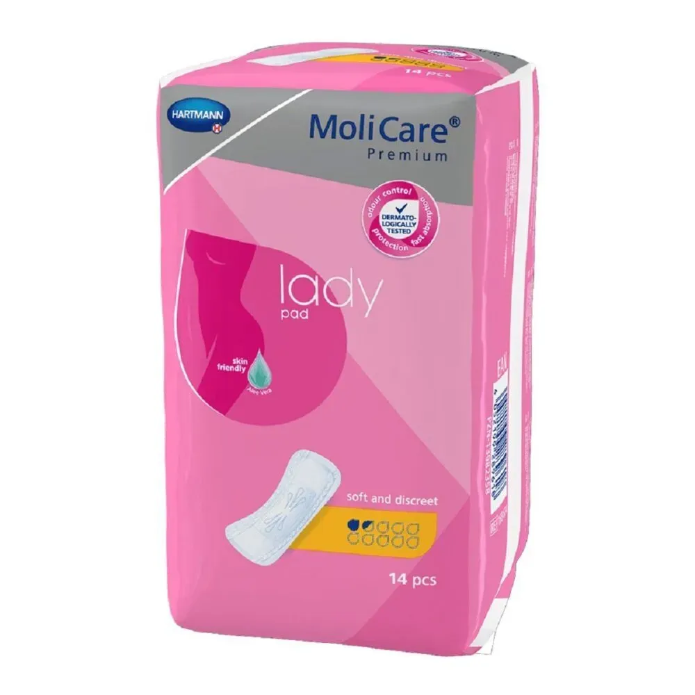 Front of MoliCare Premium Lady Pad 1.5 Drop 14 pads pack