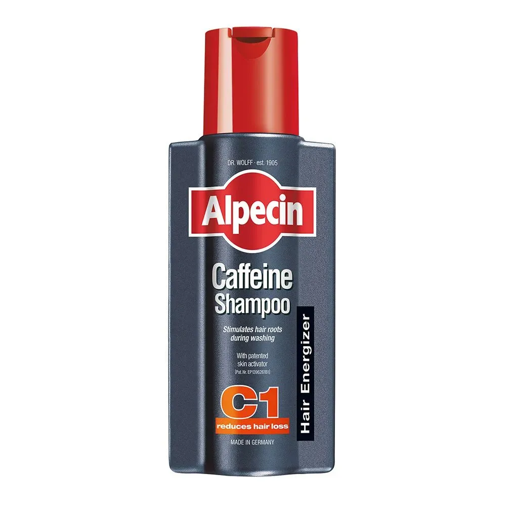 Front of Alpecin Caffeine Shampoo C1 250 ml bottle on white background