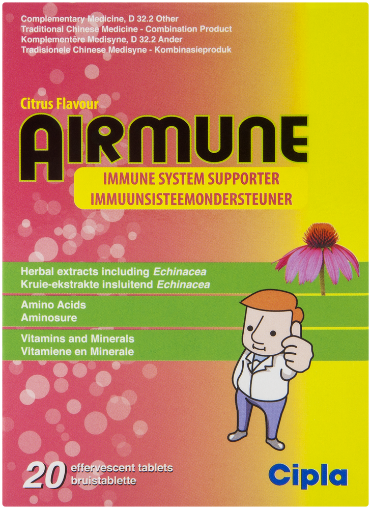 Airmune Citrus Flavour Immune System Supporter Effervescent Tablets 2 x 20pk