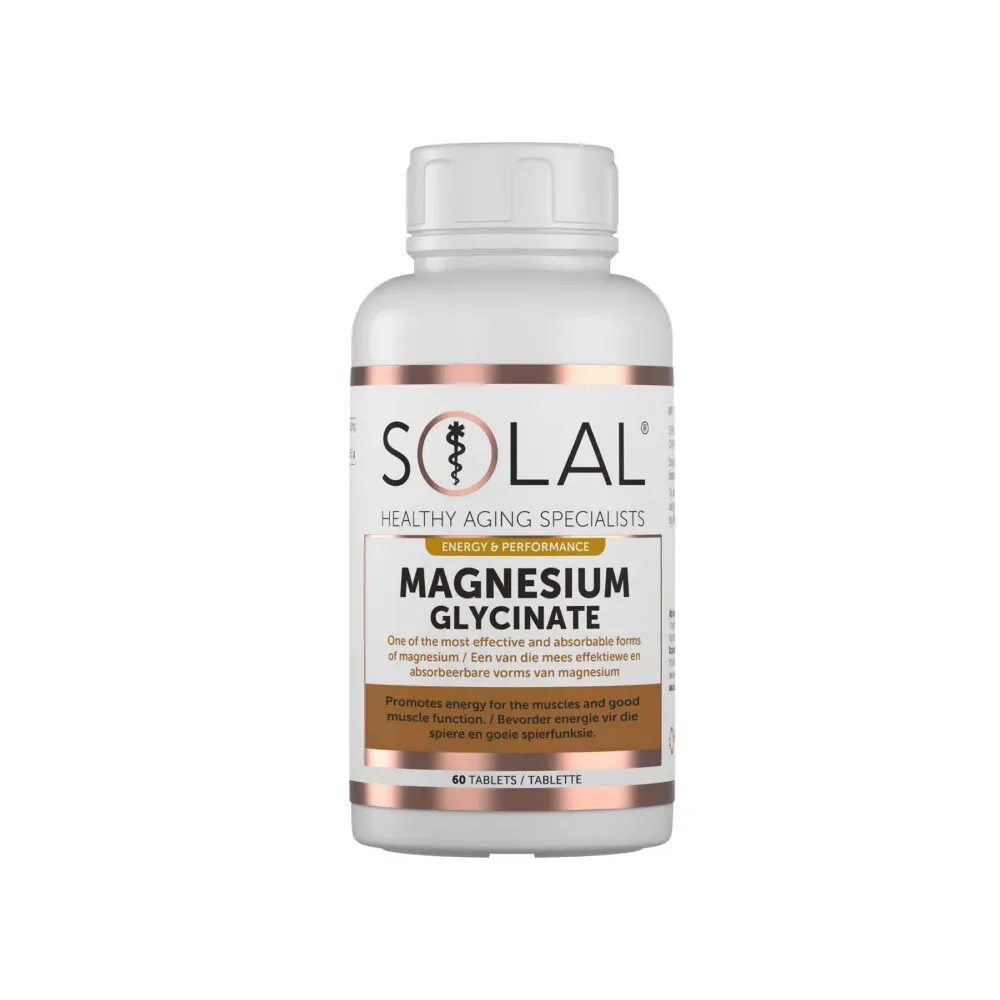 Front of Solal Magnesium Glycinate 60 Tablets bottle