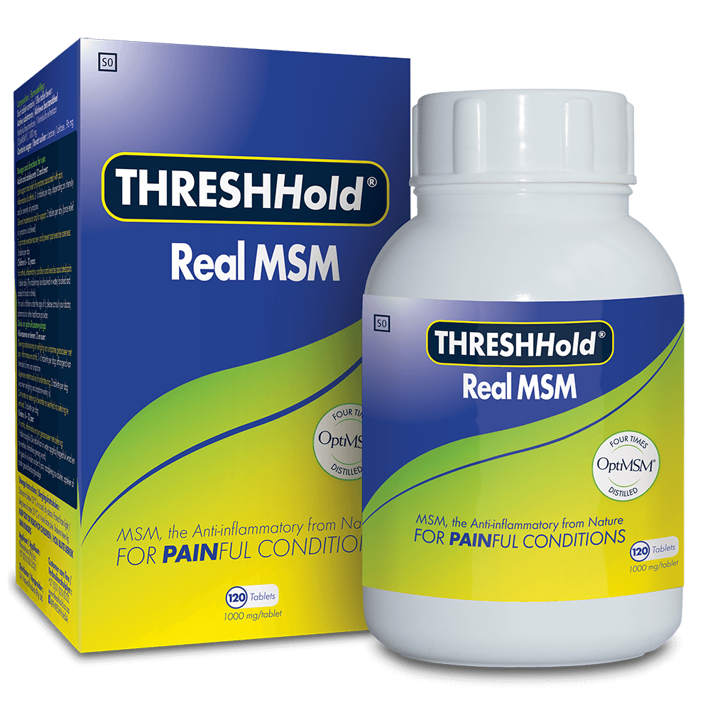 Front angled view of THRESHHold Real MSM Joint Support 120 Tablets box and bottle