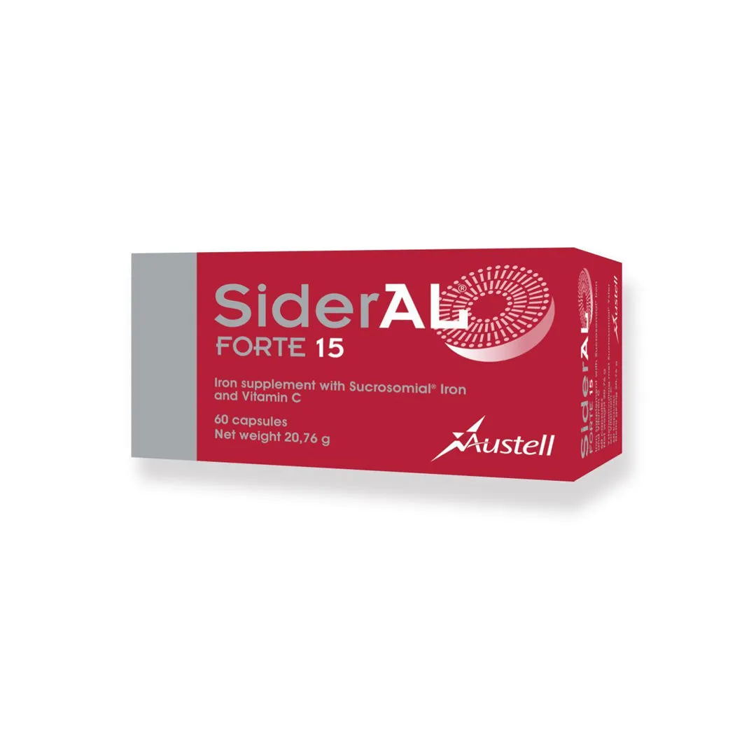 Front of SiderAL Forte 15 Iron Supplement box, 60 capsules