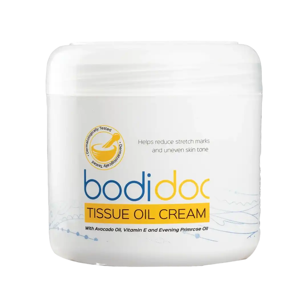 Front of Bodidoc Tissue Oil Cream 500ml tub