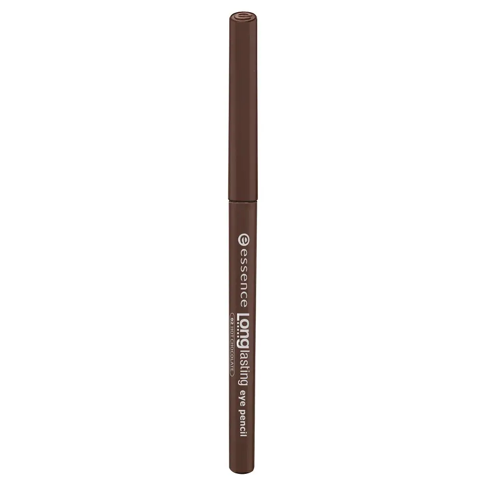 Front of Essence Long Lasting Eye Pencil 02 Hot Chocolate, full pencil upright