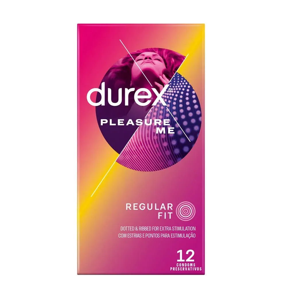 Front of Durex Pleasure Me Ribbed and Dotted 12 condoms box