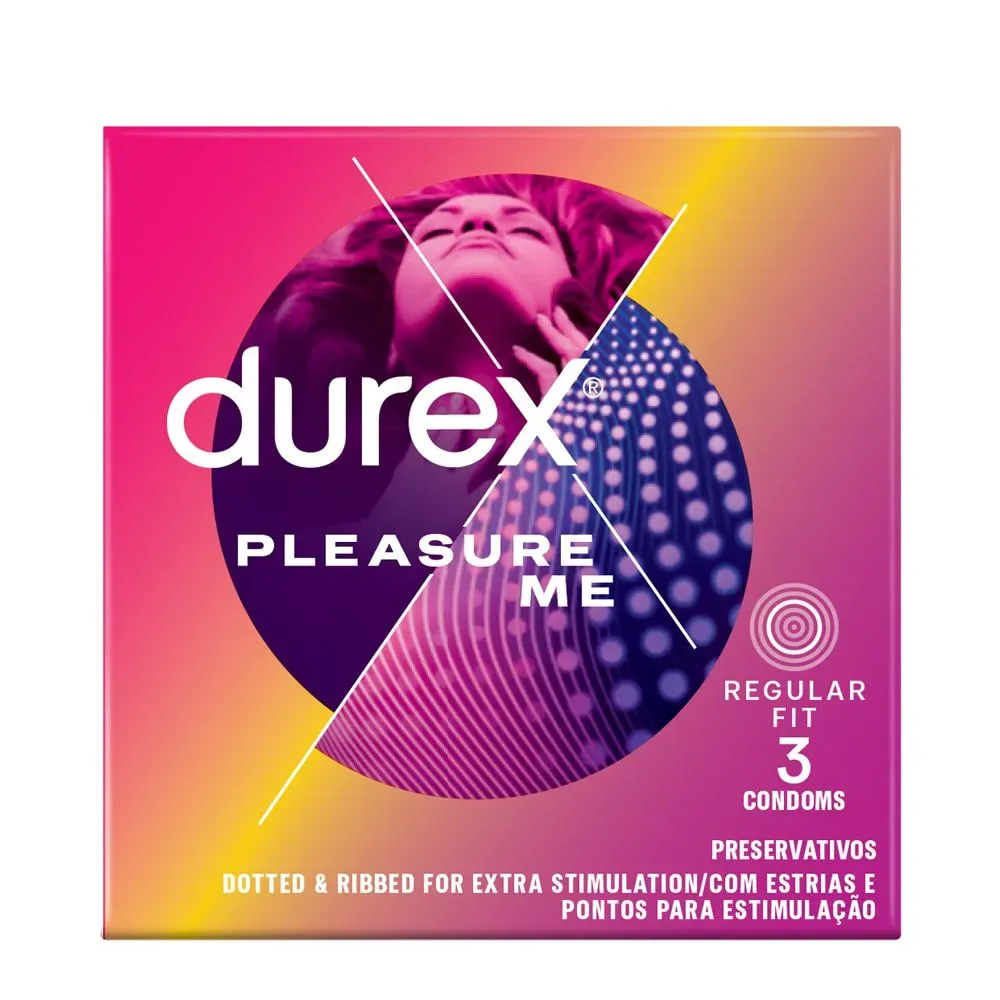 Front of Durex Pleasure Me Regular Fit 3 condoms box