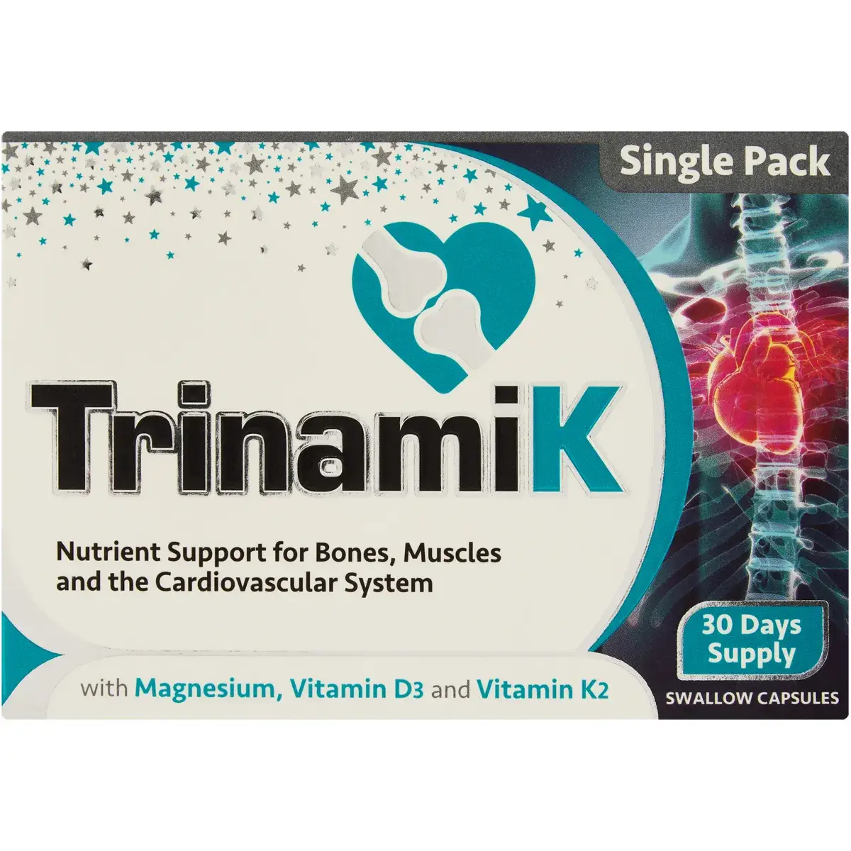 Front of Trinamik Single Pack 30 days supply capsules box on white background