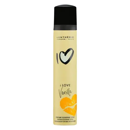 Front of Lenthéric I Love Vanilla Perfume Deodorant Spray 90 ml, close-up