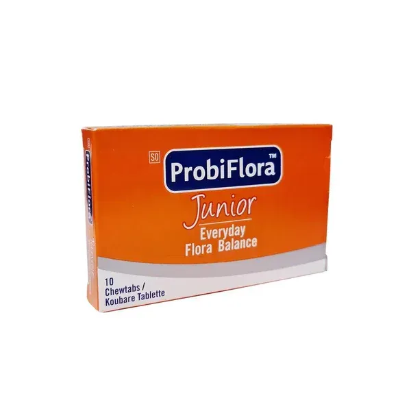 Angled view of ProbiFlora Junior Chewable Tablets 10 box
