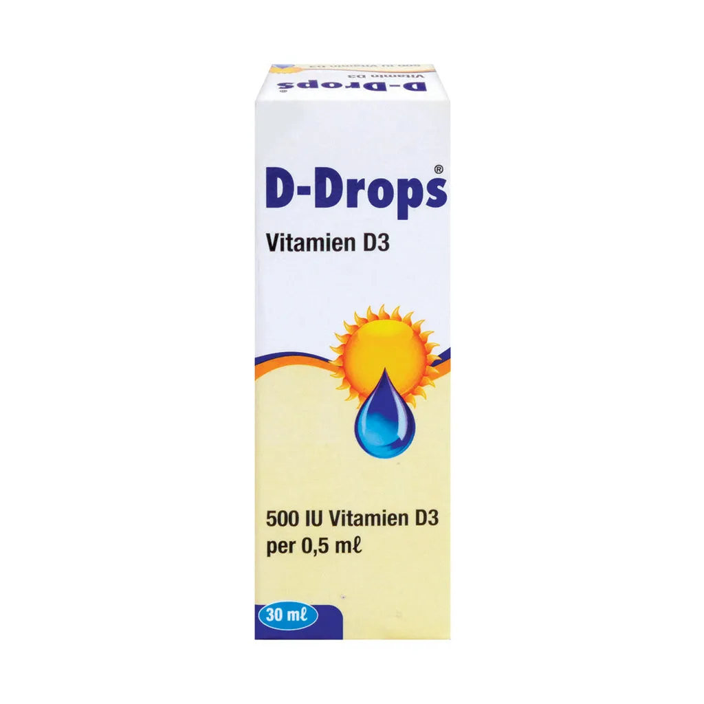 Front of D-Drops Vitamin D3 30 ml drops box
