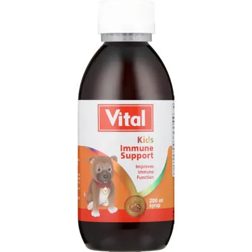 Front of Vital Kids Immune Support Syrup 200 ml bottle