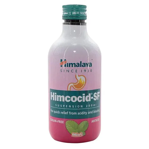 Front of Himalaya Himcocid-SF Mint Antacid Suspension 200ml bottle