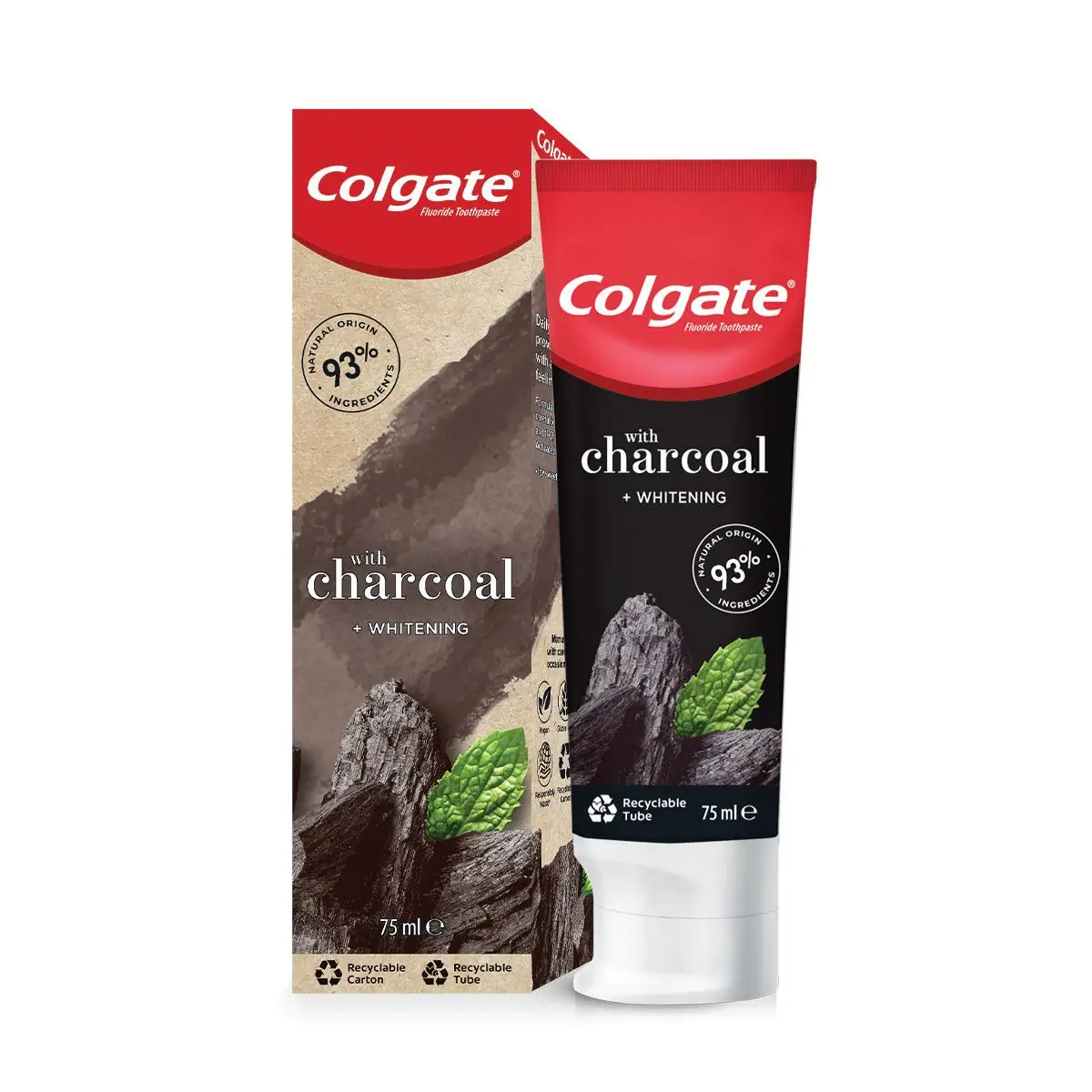 Colgate Charcoal + Whitening toothpaste 75 ml carton and tube together