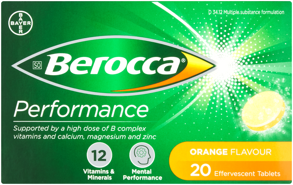 Berocca Performance Orange Flavour Effervescent Tablets 20pk