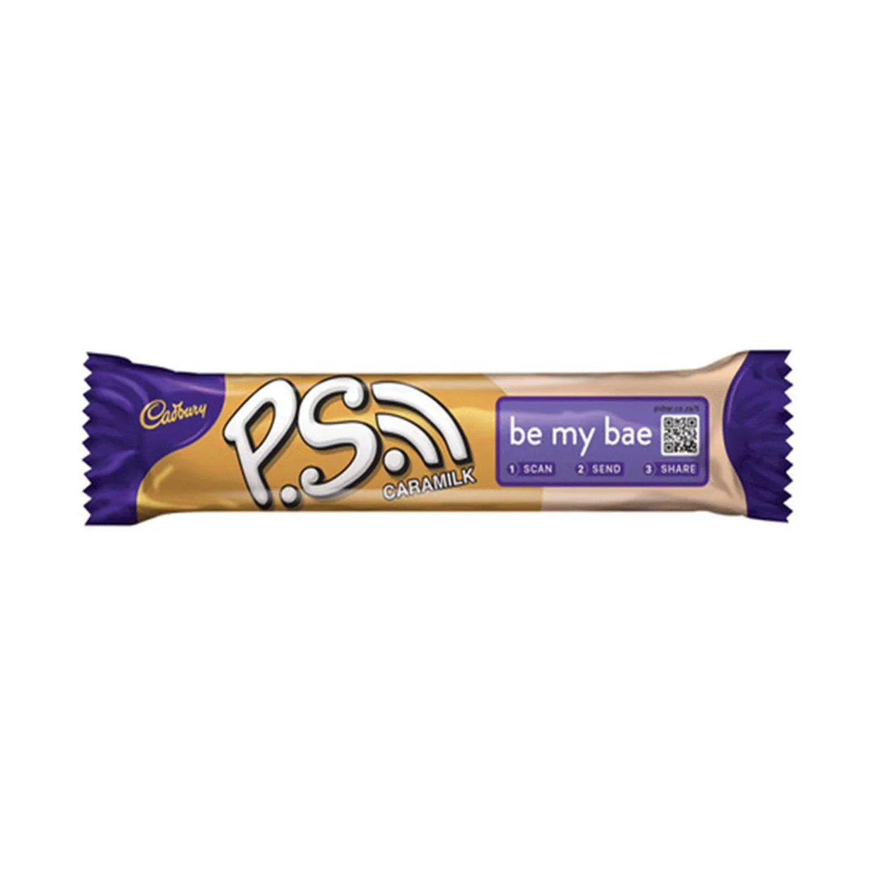 Front of Cadbury P.S. Caramilk chocolate bar, 48g