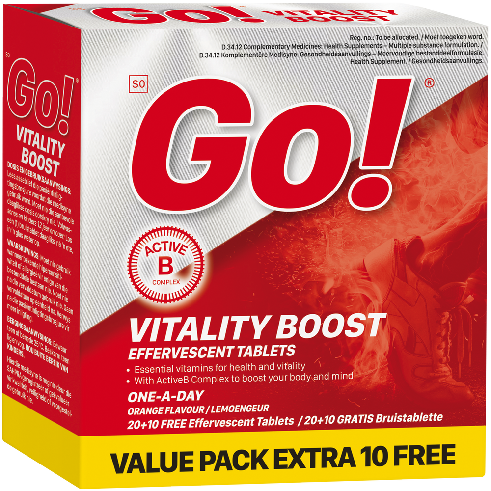 Go! Orange Flavour Vitality Boost Effervescent Tablets 30pk