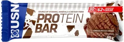 Front of USN Protein Bar Chocolate Ice Cream flavour 40 g bar