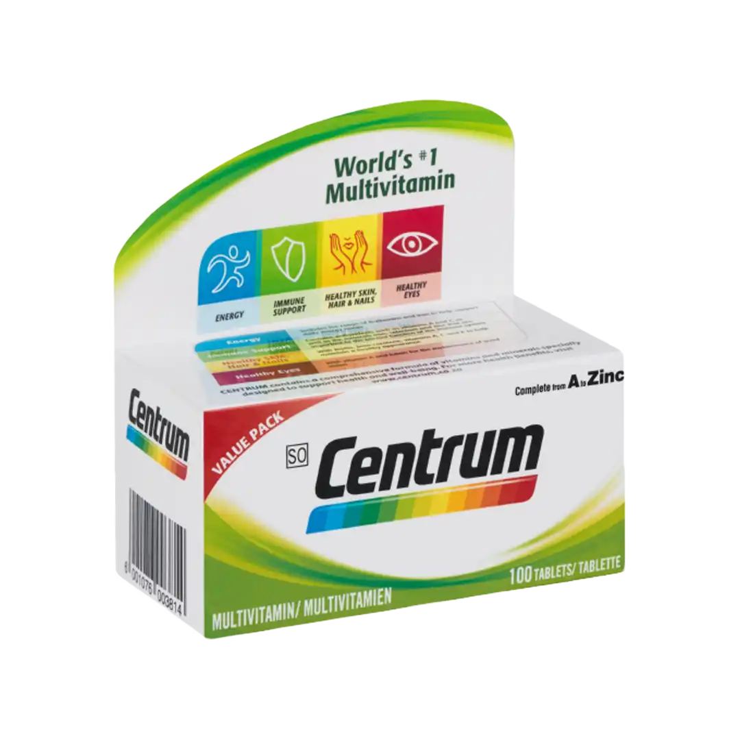 Front of Centrum Multivitamin Tablets, 100's value pack