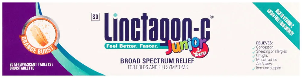 Linctagon Broad Spectrum Relief Orange Burst Junior Effervescent Tablets 20pk
