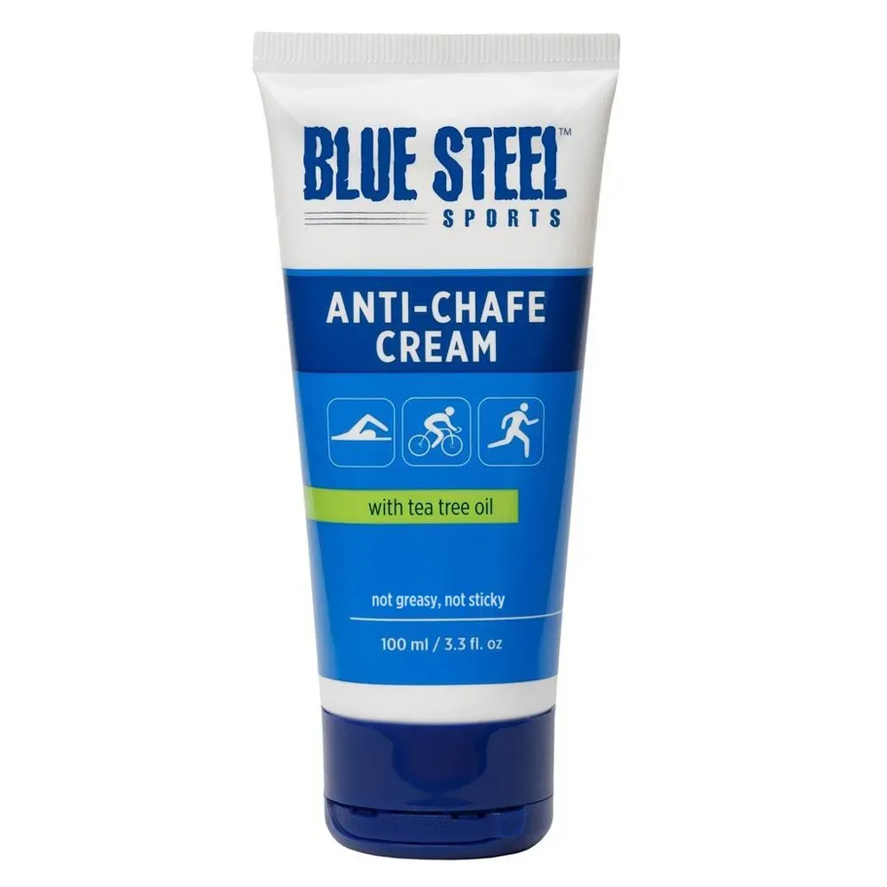 Front of Blue Steel Anti-Chafe Cream 100ml tube