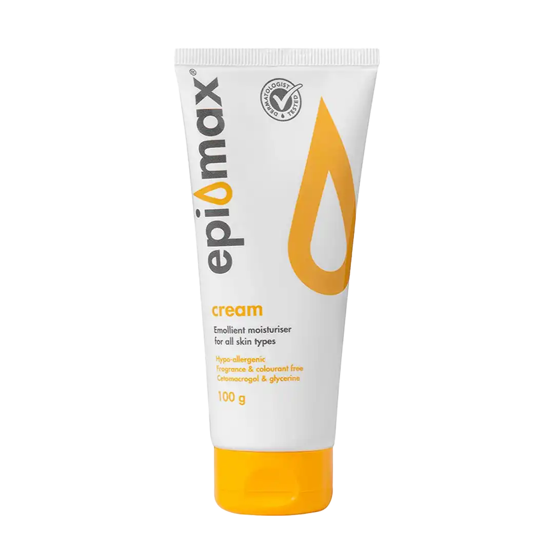 Front of Epi-Max Cream 100 g tube on white background