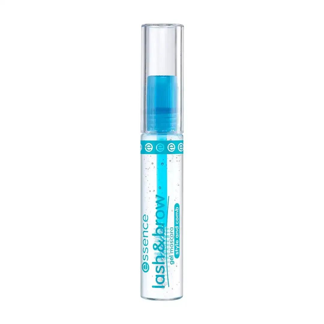 Front of Essence Lash & Brow Gel Mascara clear tube on white background