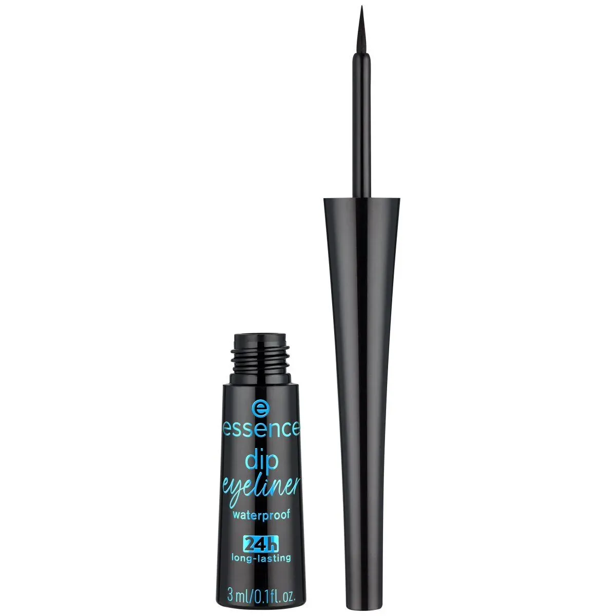 Essence Dip Eyeliner Waterproof 24h Long-Lasting 3 ml bottle with applicator brush, front view