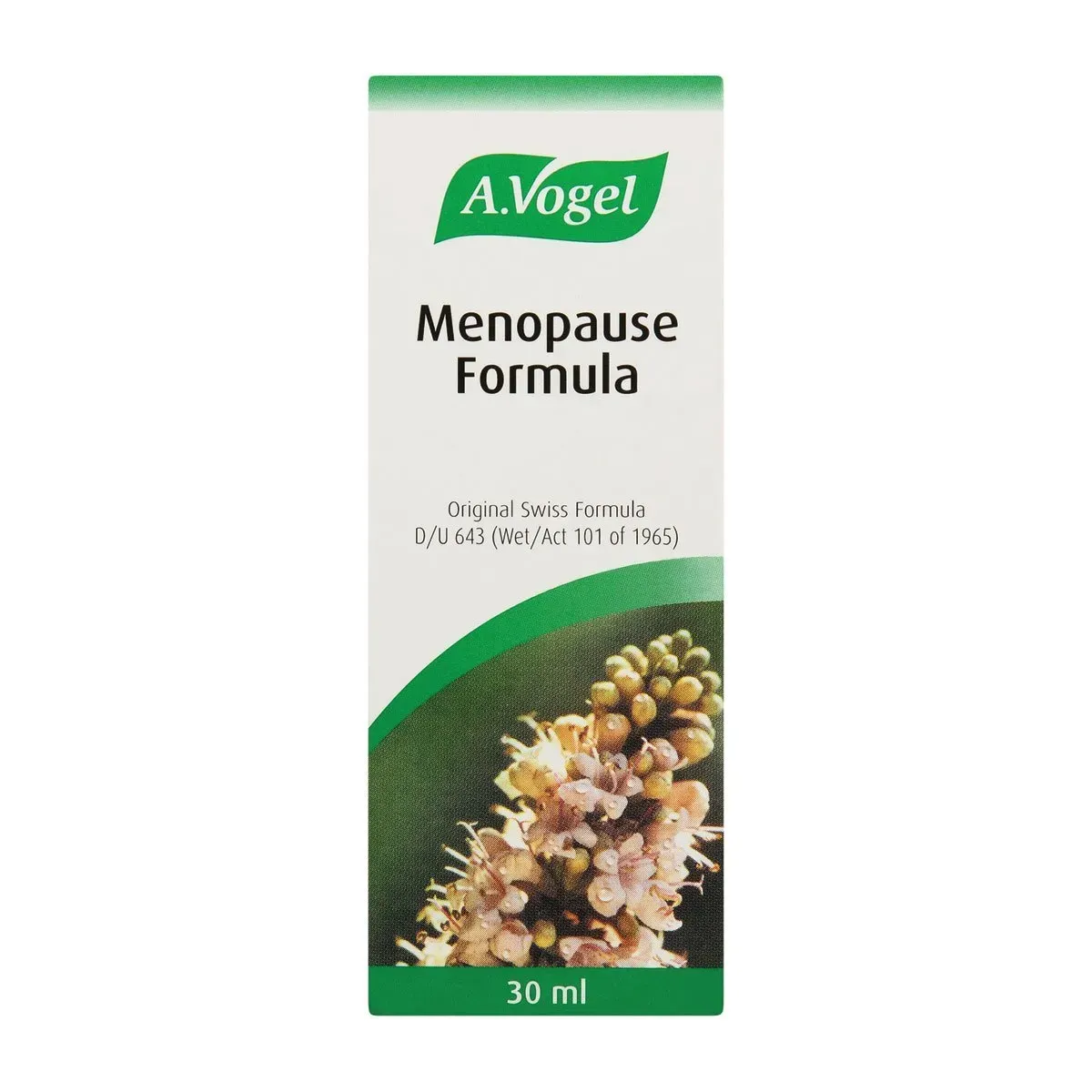 Front of A.Vogel Menopause Formula 30 ml box on white background